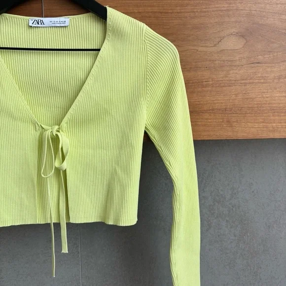 NWOT ZARA knit Cardigan with bow, Size S - Picture 10 of 14